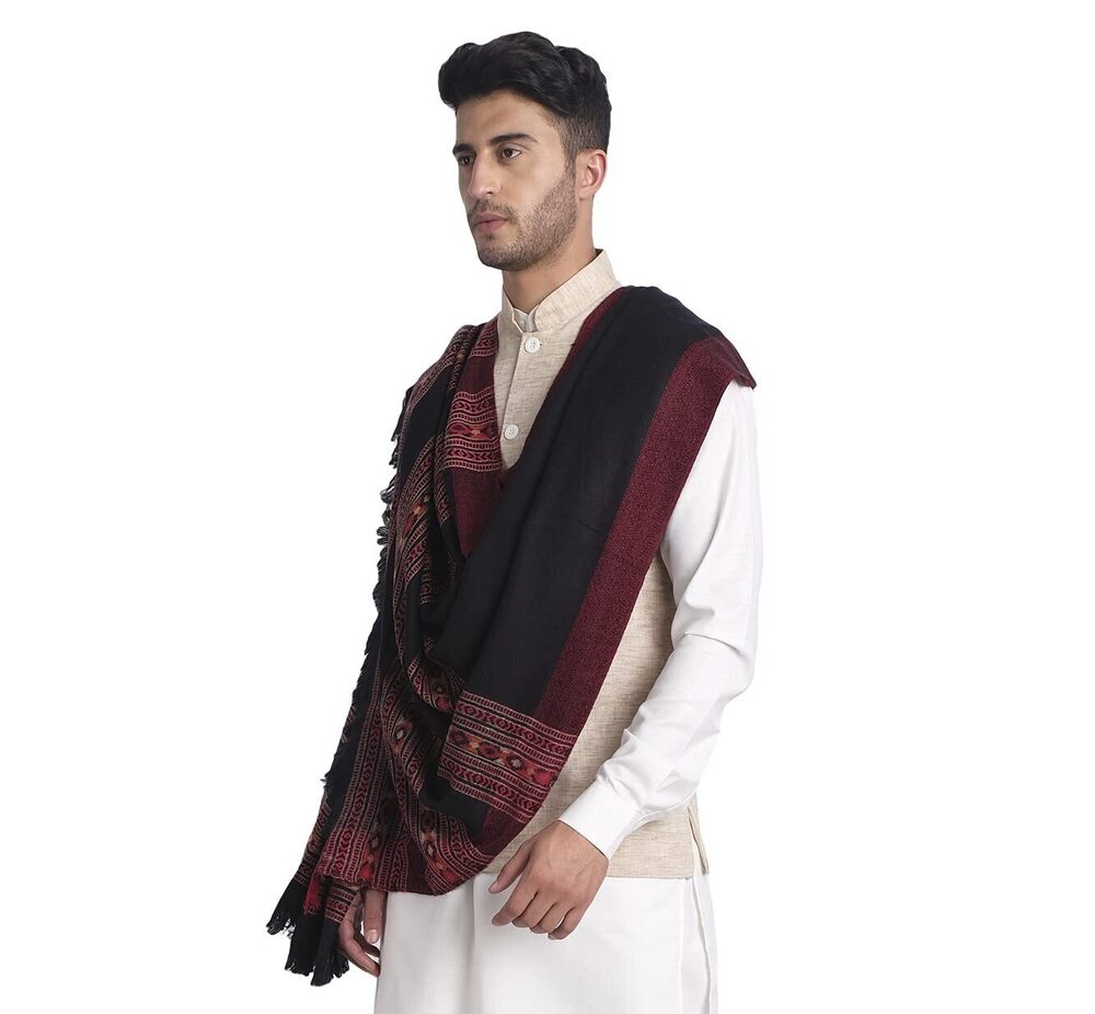 5991 Oversized Indian Prayer Shawl Wrap Blanket in Meditation Yoga